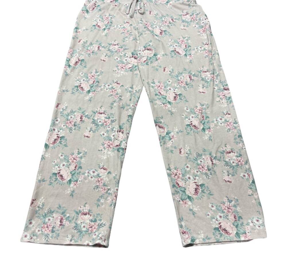 NEW CHARTER CLUB LUXURY women's sleepwear printed pajama pants in paint peony gr